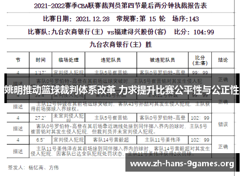 姚明推动篮球裁判体系改革 力求提升比赛公平性与公正性 姚明推动篮球裁判体系改革 力求提升比赛公平性与公正性